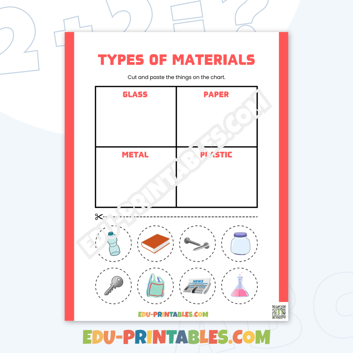 Worksheet – Types of Materials: Discover and Sort with Fun!