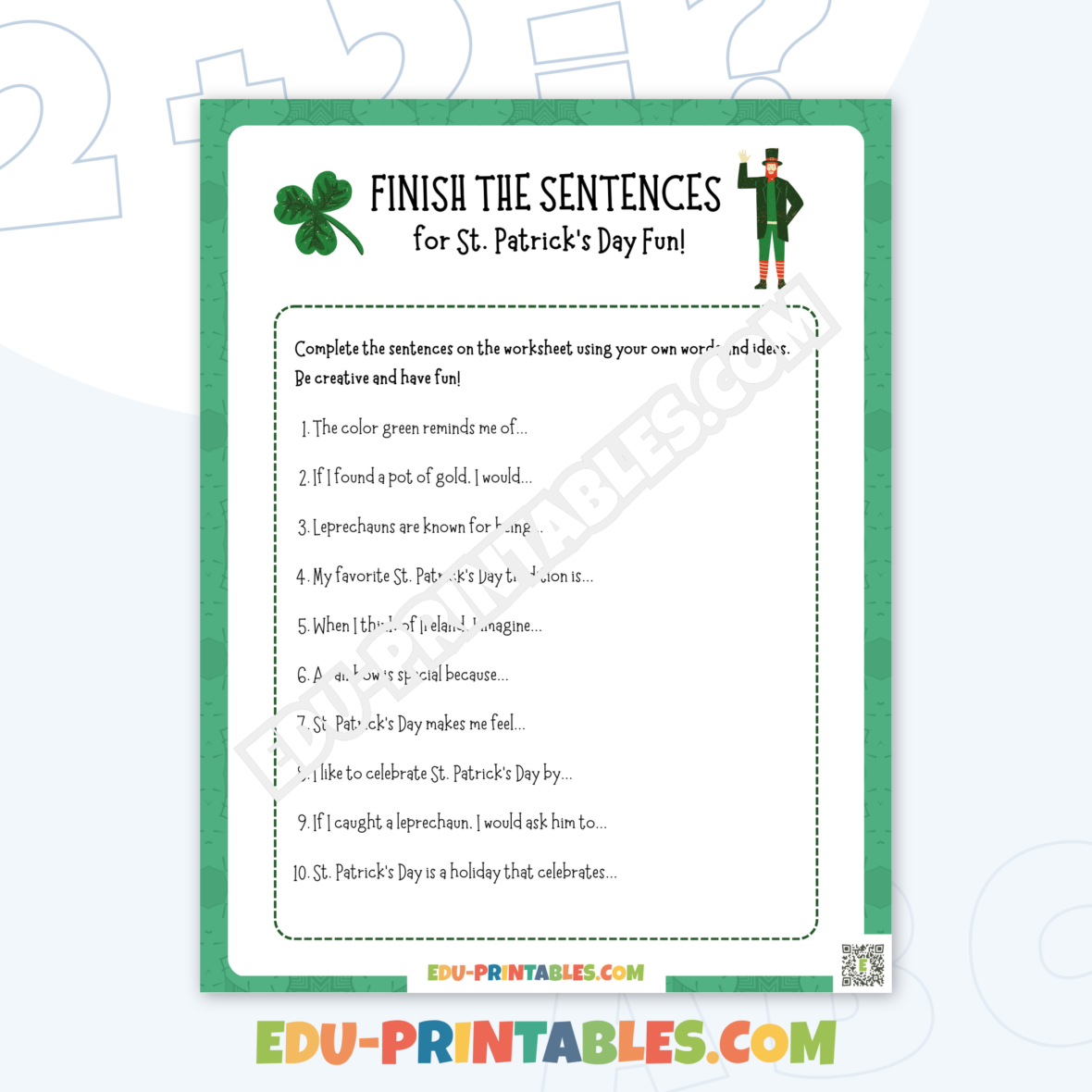 Worksheet – St. Patrick’s Day Fun: Finish the Sentences and Spark Creativity!