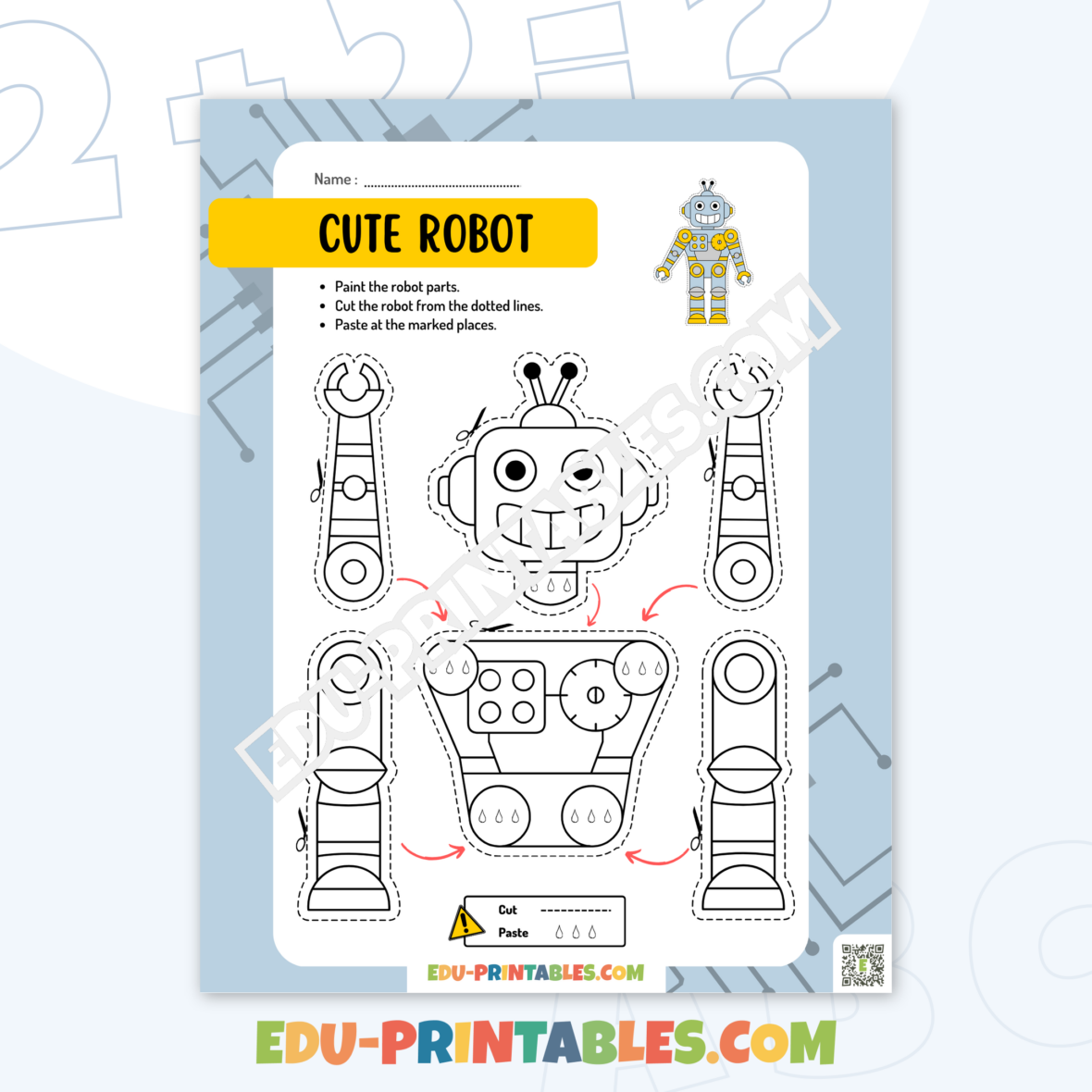 Cut and Paste Activity – Cute Robot: Build Your Own Robo Buddy!