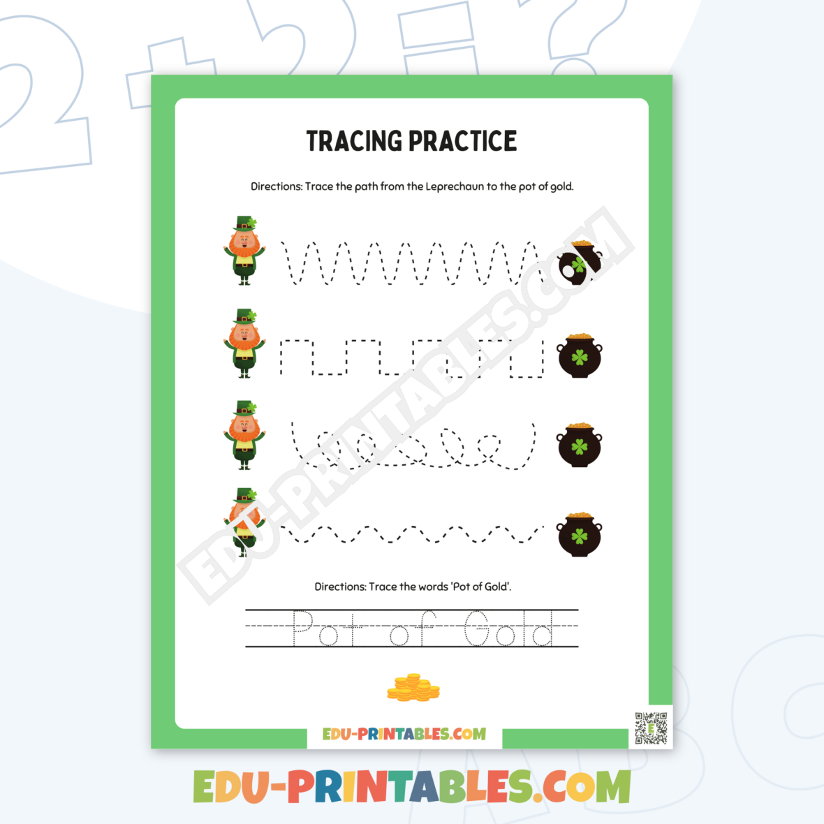 Worksheet – Tracing Practice: Find the Leprechaun’s Gold!