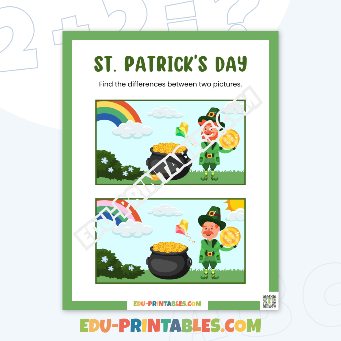 Activity Sheet – St. Patrick’s Day: Spot the Differences for Festive Fun!