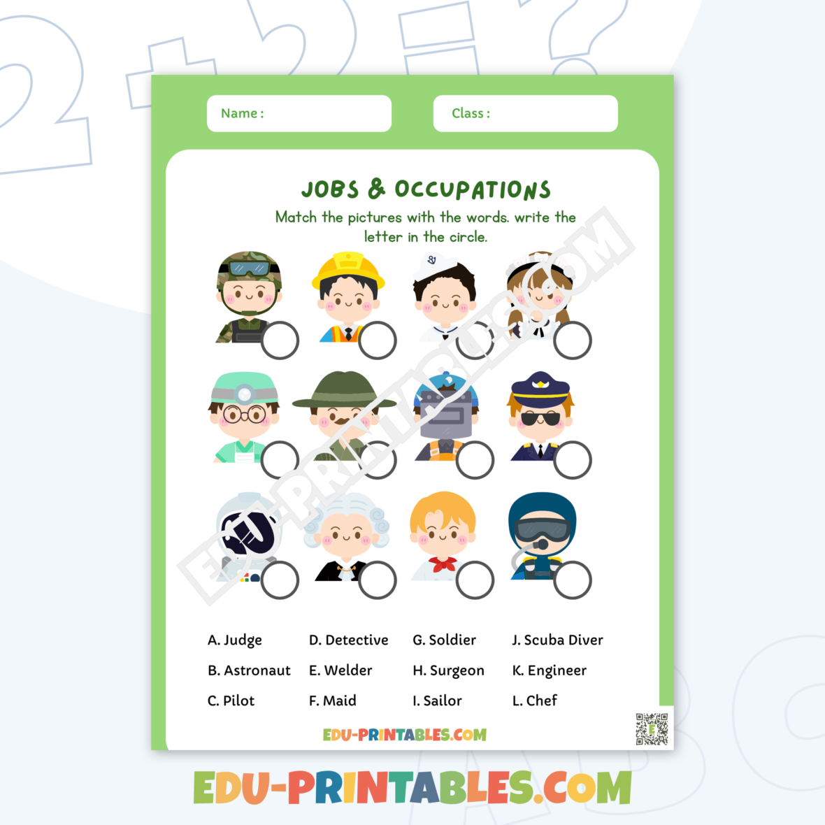 Worksheet – Jobs & Occupations: Match and Learn with Fun Characters!