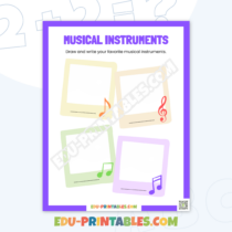 Musical-Instruments-Purple-White-English-Drawing-Worksheet_banner-2