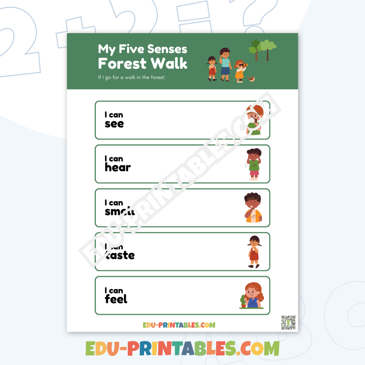 Worksheet – Five Senses: Explore Nature on a Forest Walk!