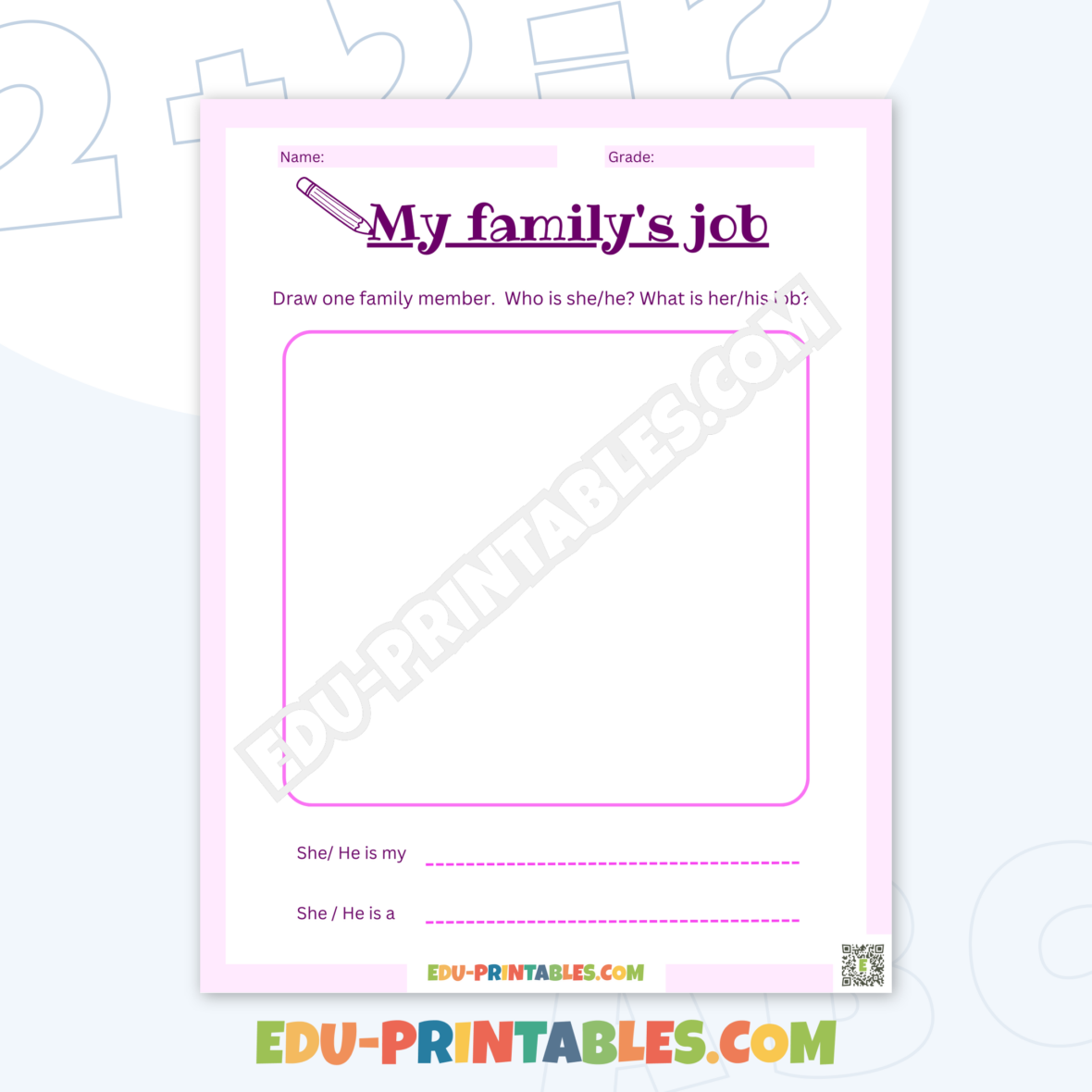 Worksheet – My Family’s Job: Draw, Describe, and Discover!