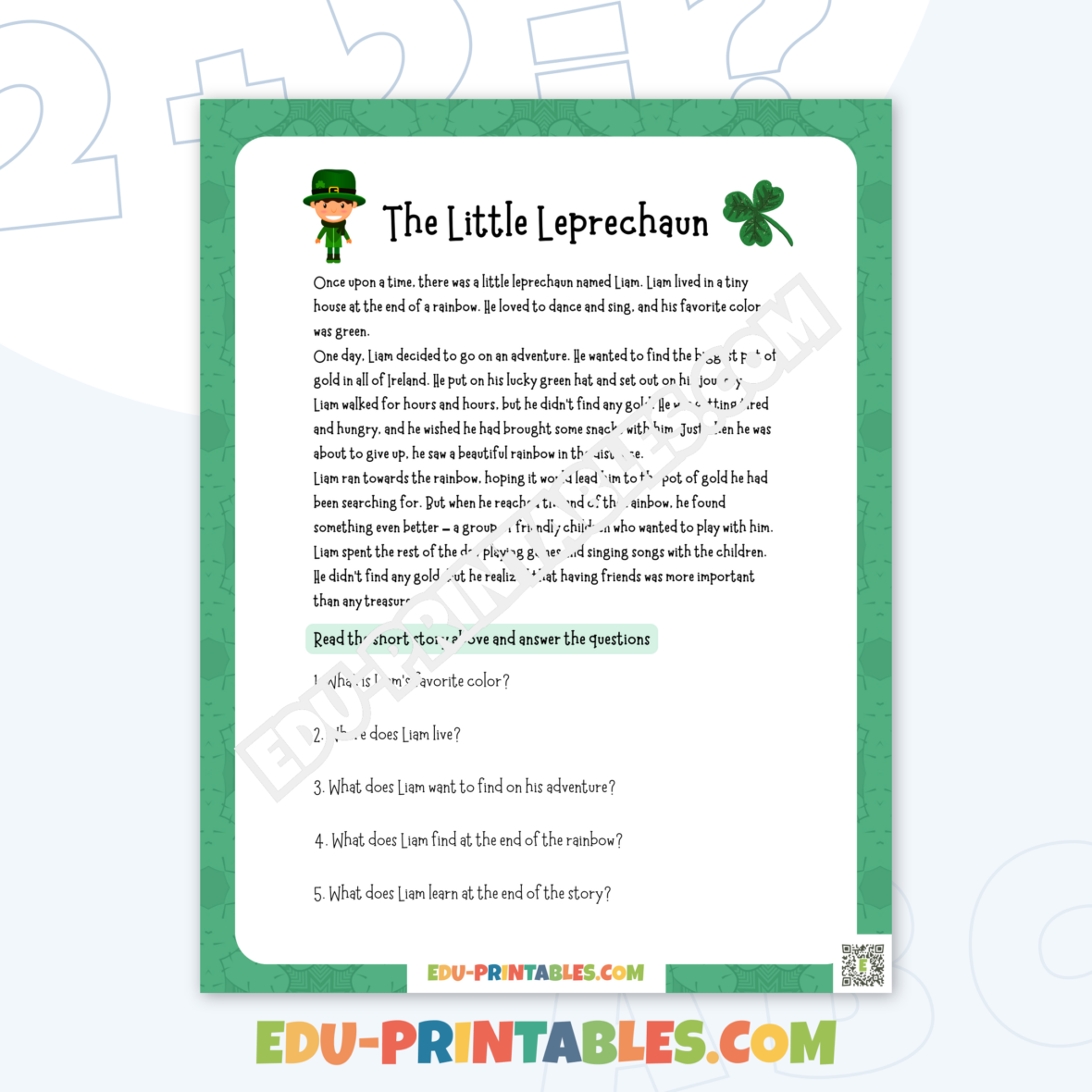 Reading Comprehension – The Little Leprechaun: Answer the Fun Questions and Explore Magic!