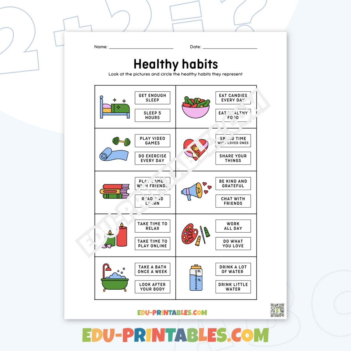 Worksheet – Healthy Habits: Circle and Learn with Fun Activities!