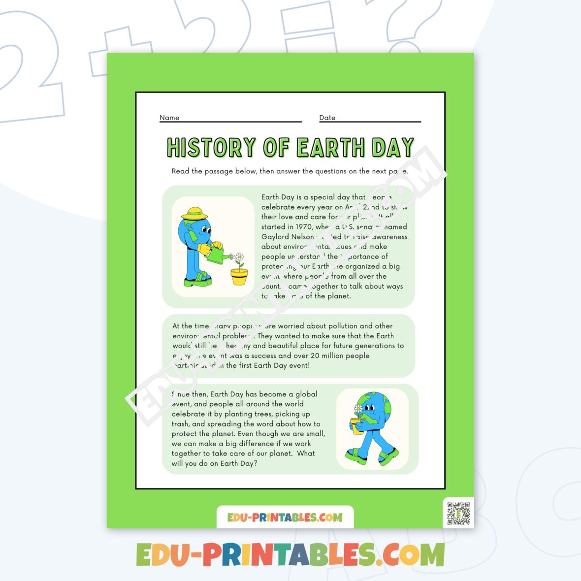 Worksheet – Earth Day: Discover the History and Significance!