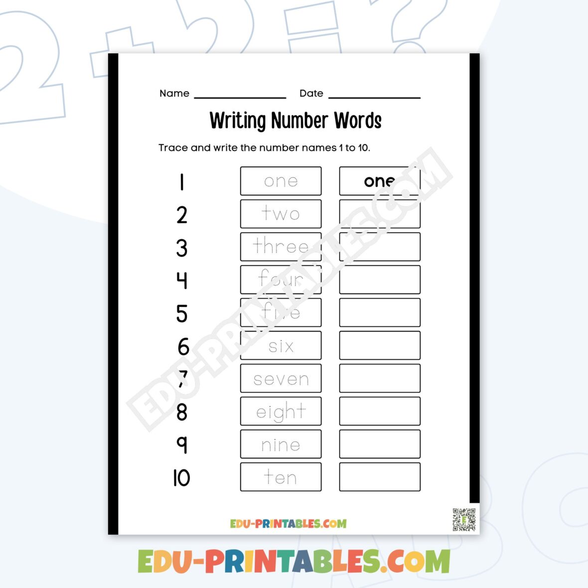 Worksheet – Number Words 1-20: Enhance Numeracy Skills Through Fun Tracing!