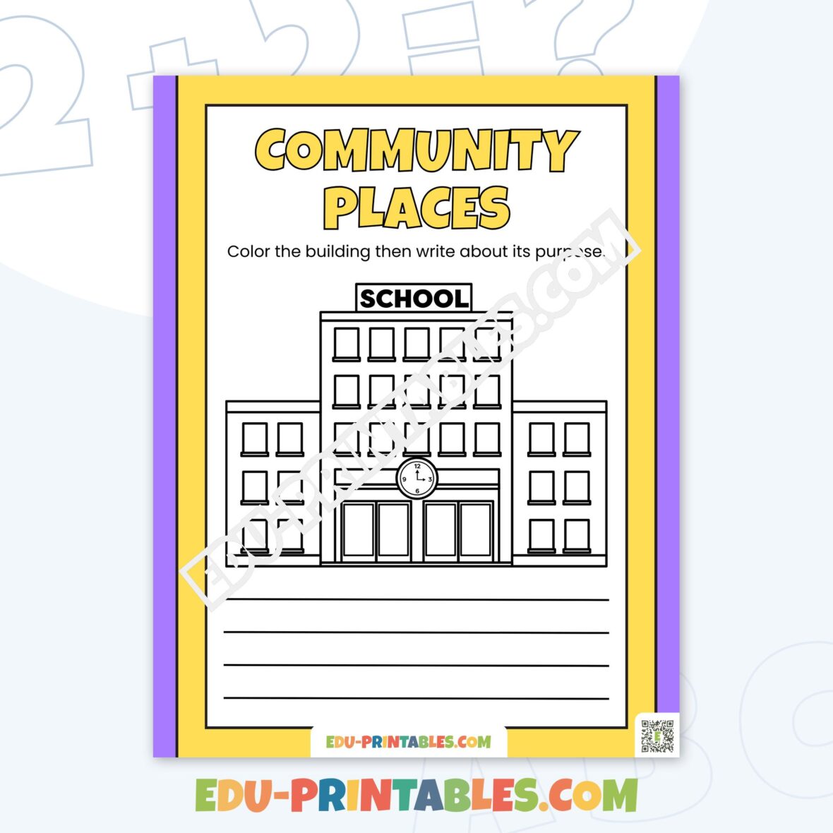 Worksheet – Community Places: Color and Describe!