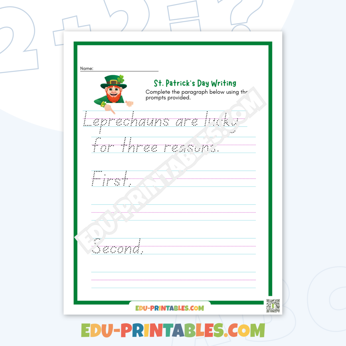 Worksheet – Leprechauns: Explore the Luck of St. Patrick’s with Creative Writing!