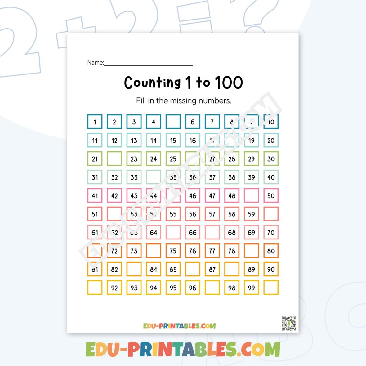 Worksheet – Counting 1 to 100: Exciting Number Challenge!