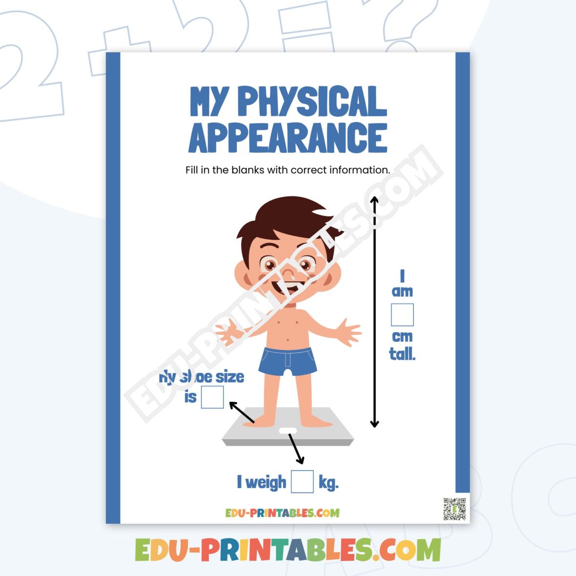 Worksheet – My Physical Appearance: Learn Measurements and Vocabulary!