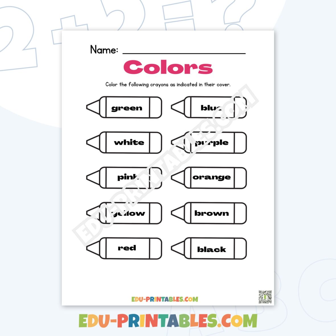 Worksheet – Colors: Explore and Name Vibrant Shades!