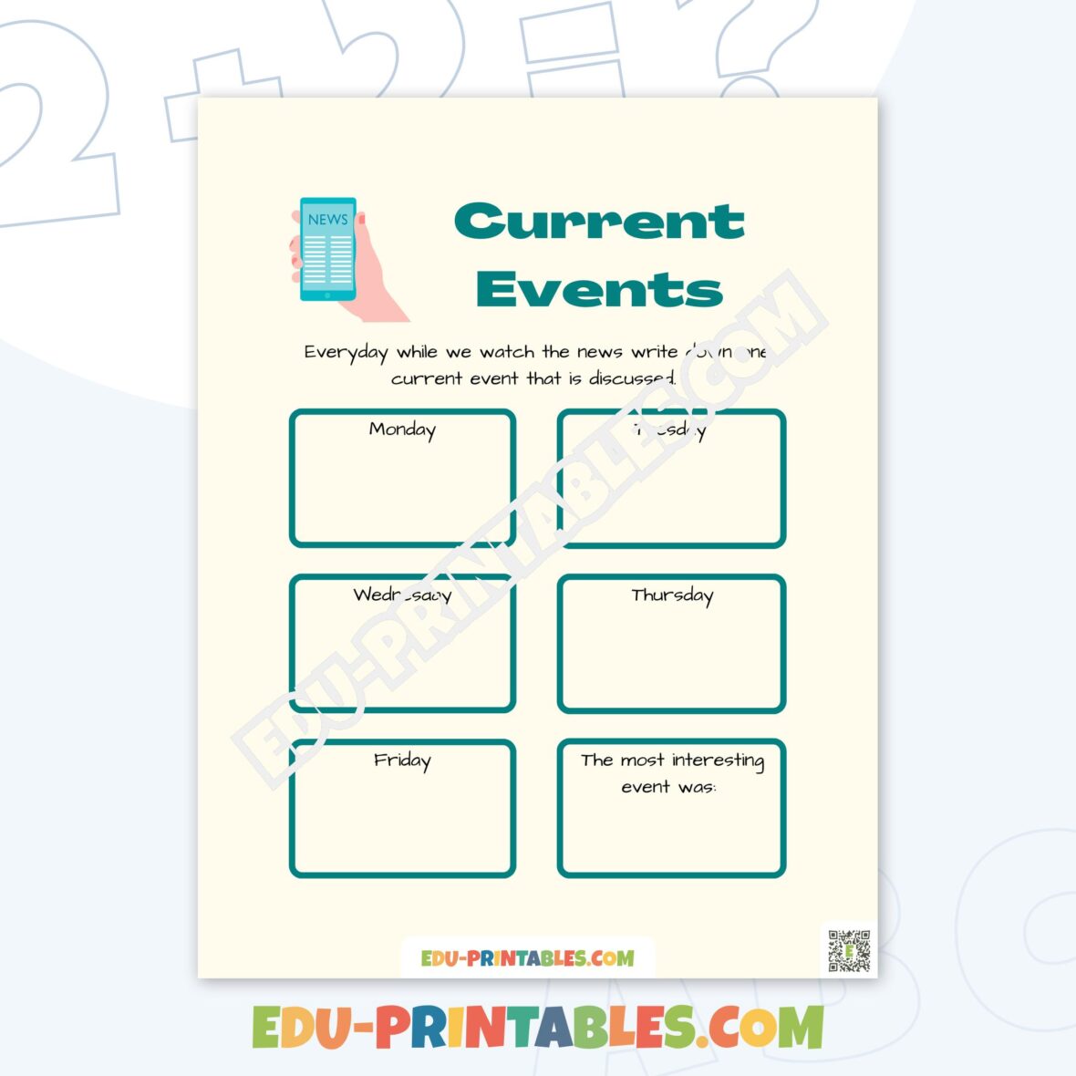 Worksheet – Current Events: Track and Discover News Highlights!