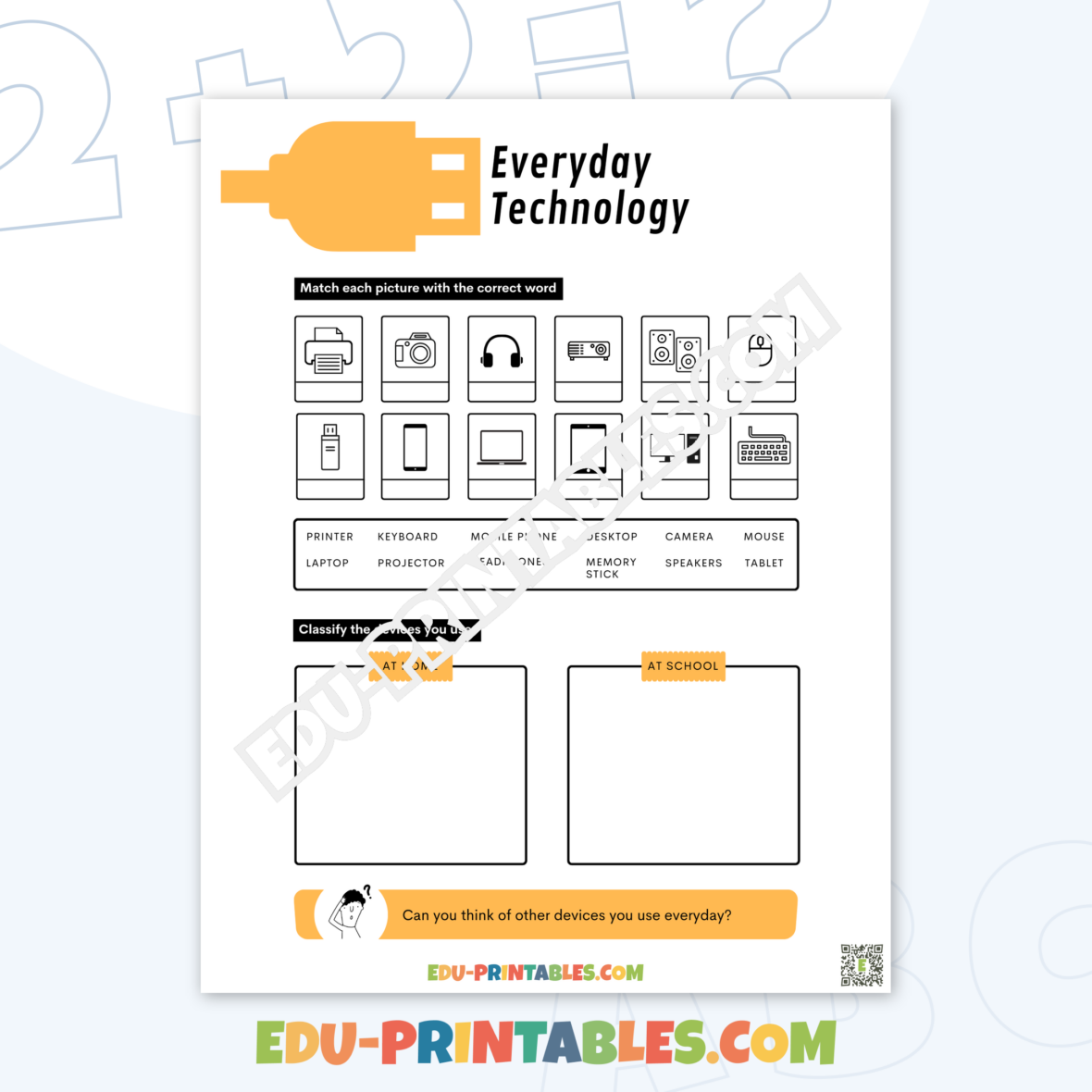 Worksheet – Everyday Technology: Discover Devices with Fun Activities!