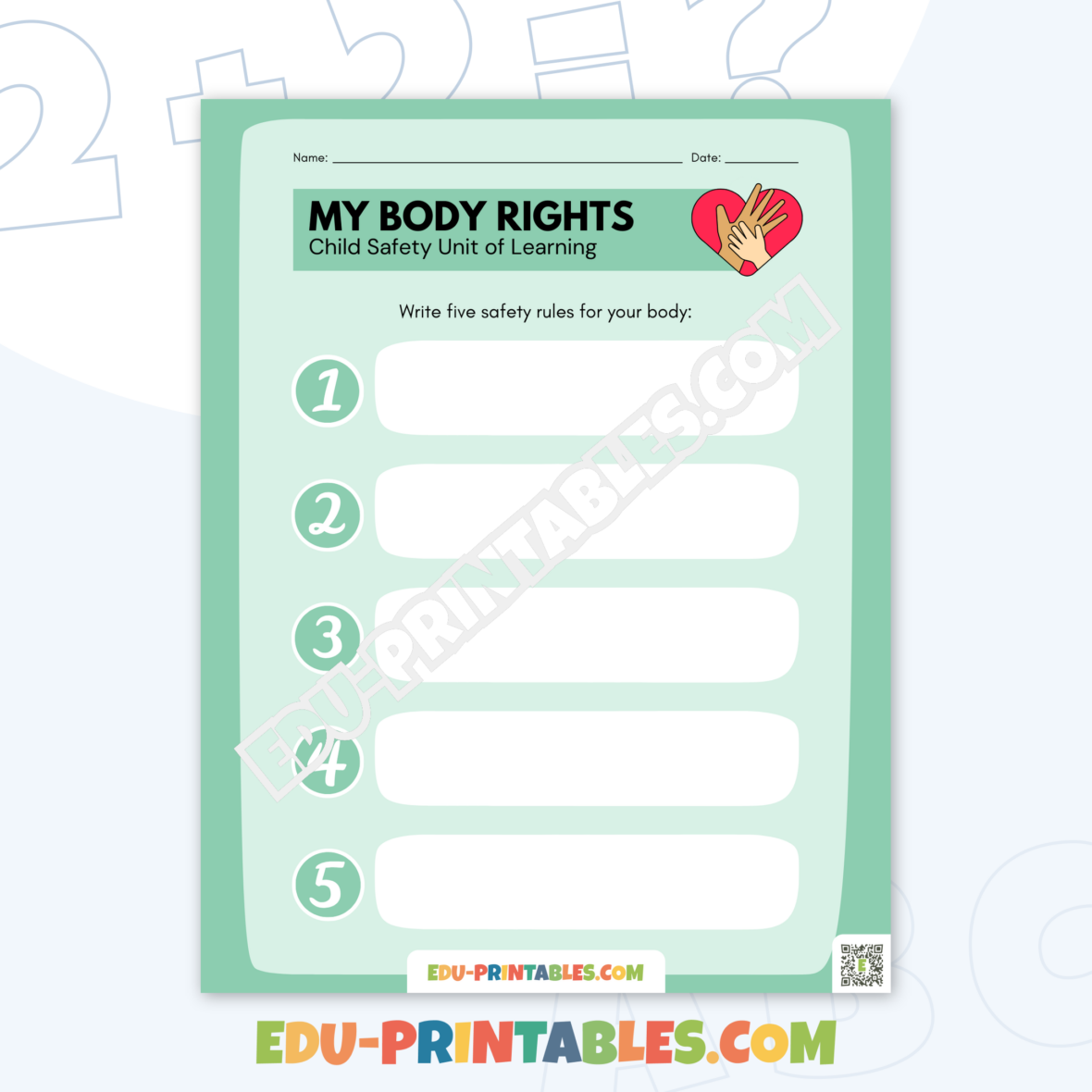 Worksheet – My Body Rights: Learn Safety Rules for Your Body!