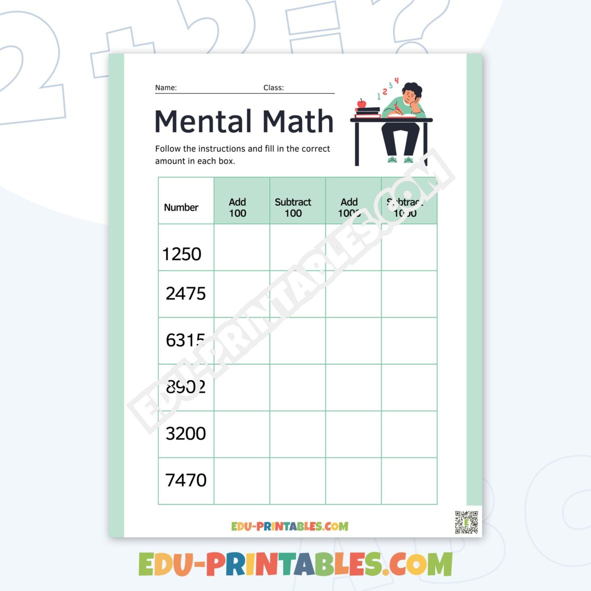 Worksheet – Mental Math: Boost Your Calculation Skills!