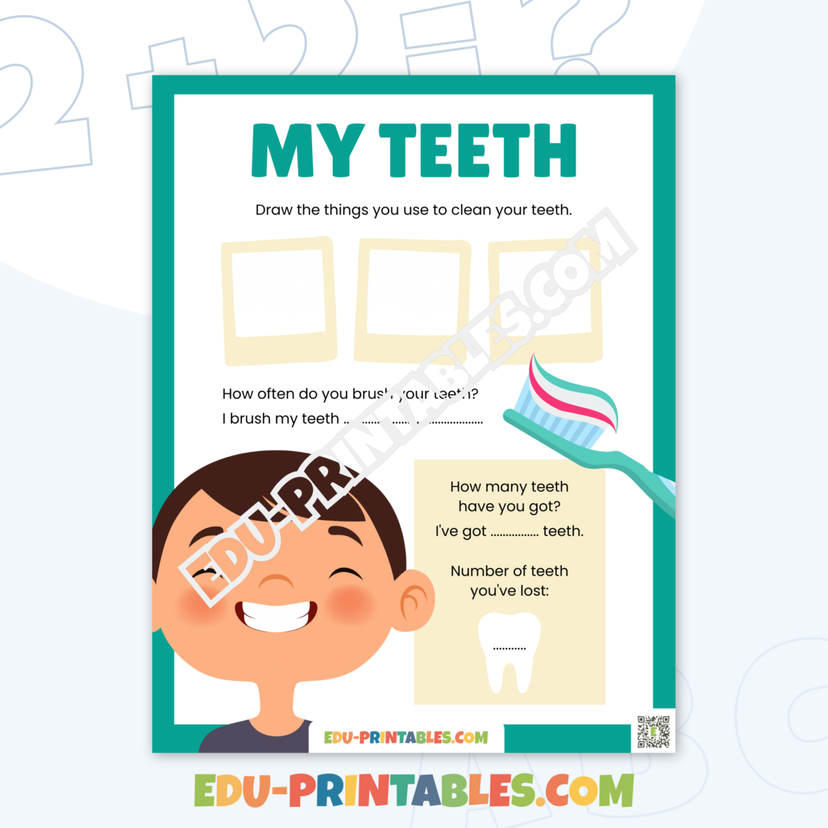 Worksheet – My Teeth: Fun Dental Care and Awareness!