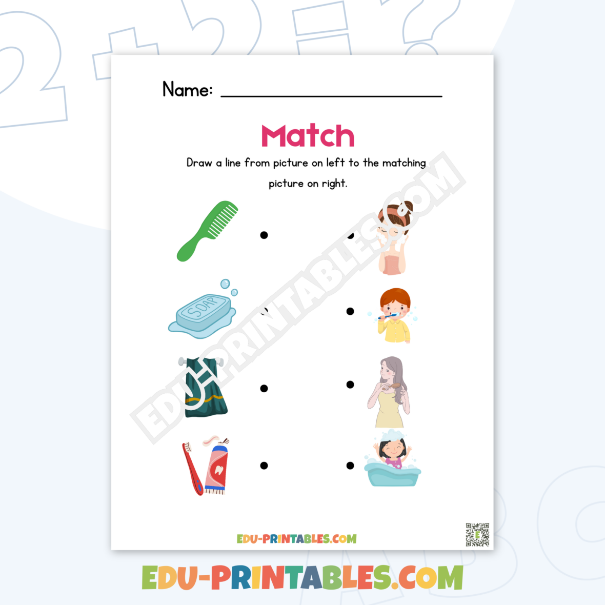 Worksheet – Personal Hygiene: Match Pictures to Learn Daily Routines!