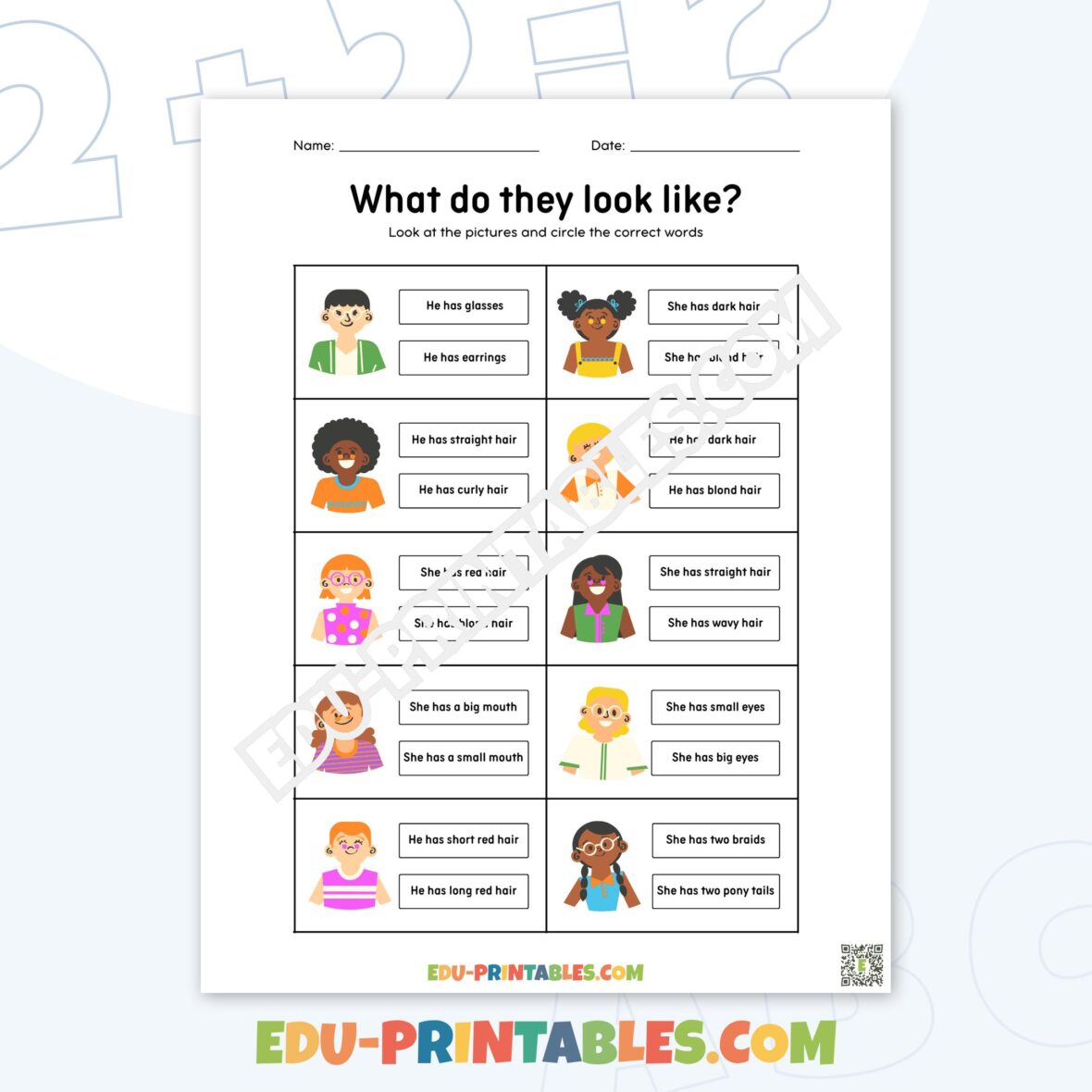 Worksheet – Descriptive Features: Identify and Match for Fun Learning!