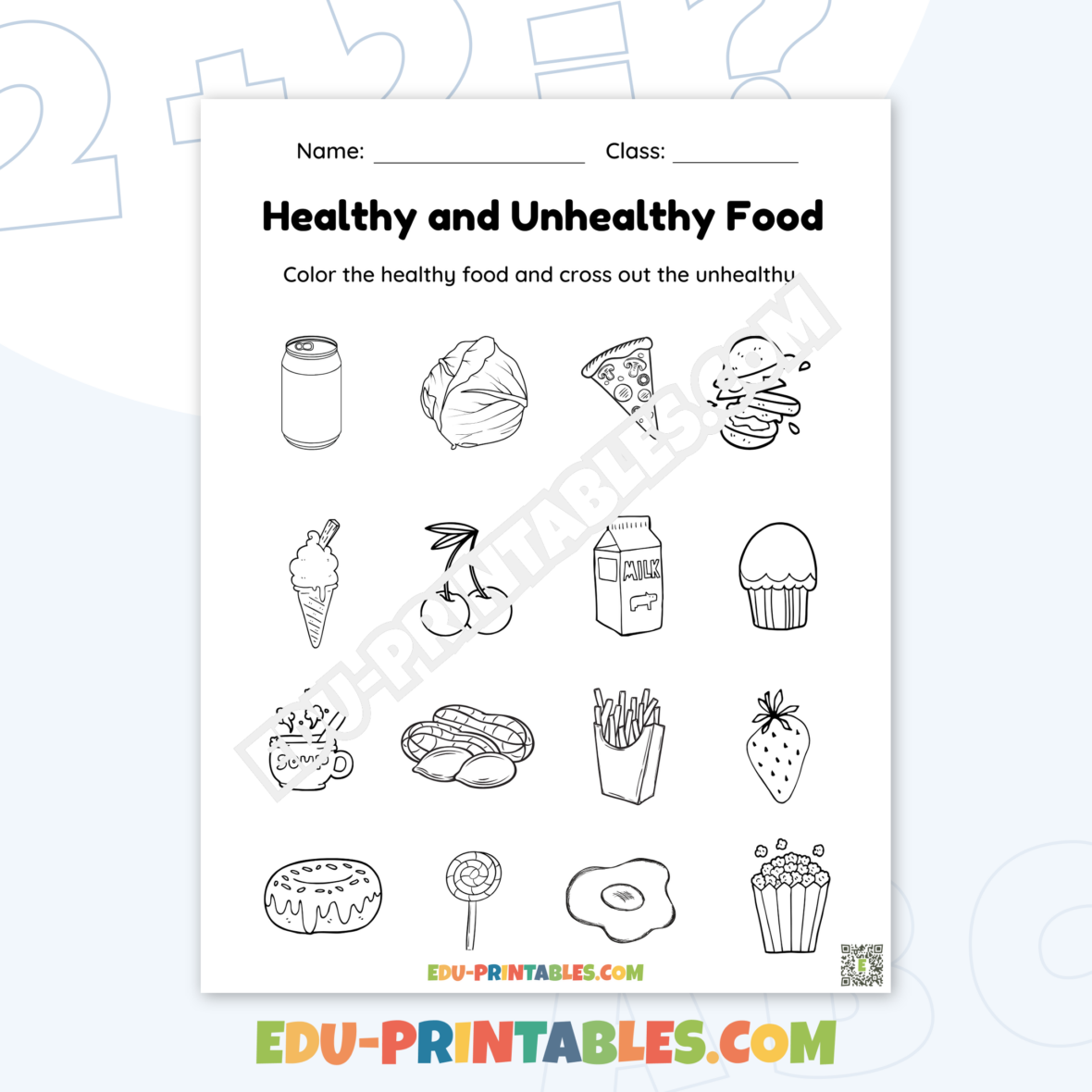 Worksheet – Healthy Food: Learn and Color the Fun Way!